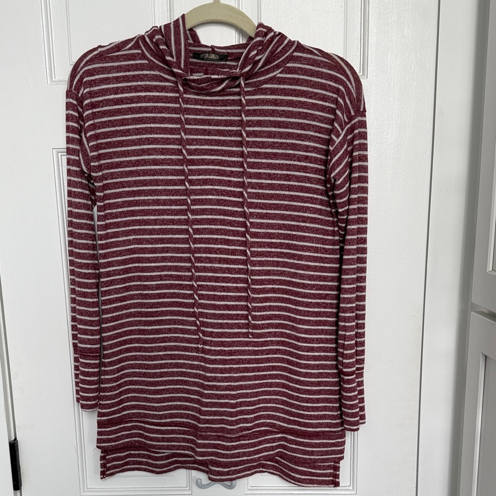 Striped Burgundy Hoodie Sweatshirt